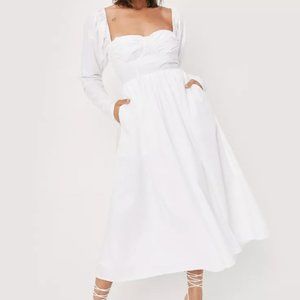 Ruched Bust Tie Back Midi Dress